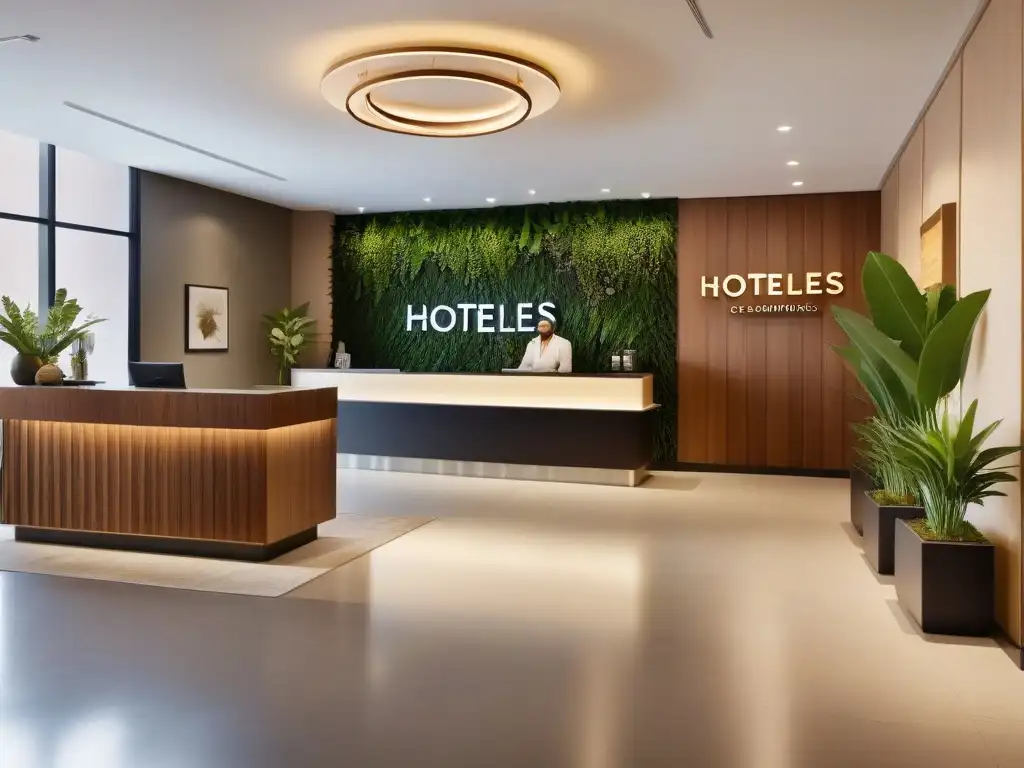 Acogedor lobby de hotel vegano para familias con decoración ecoamigable y diversidad de huéspedes felices