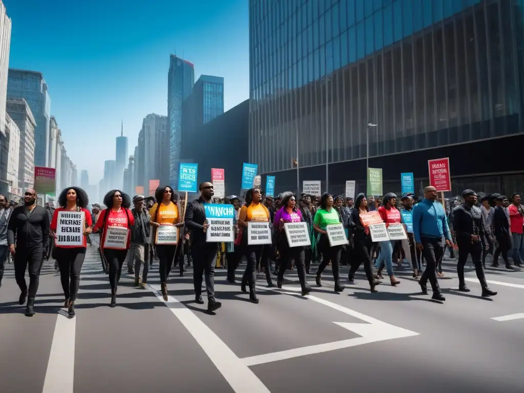 Activistas veganos marchando unidos por los derechos animales en la ciudad