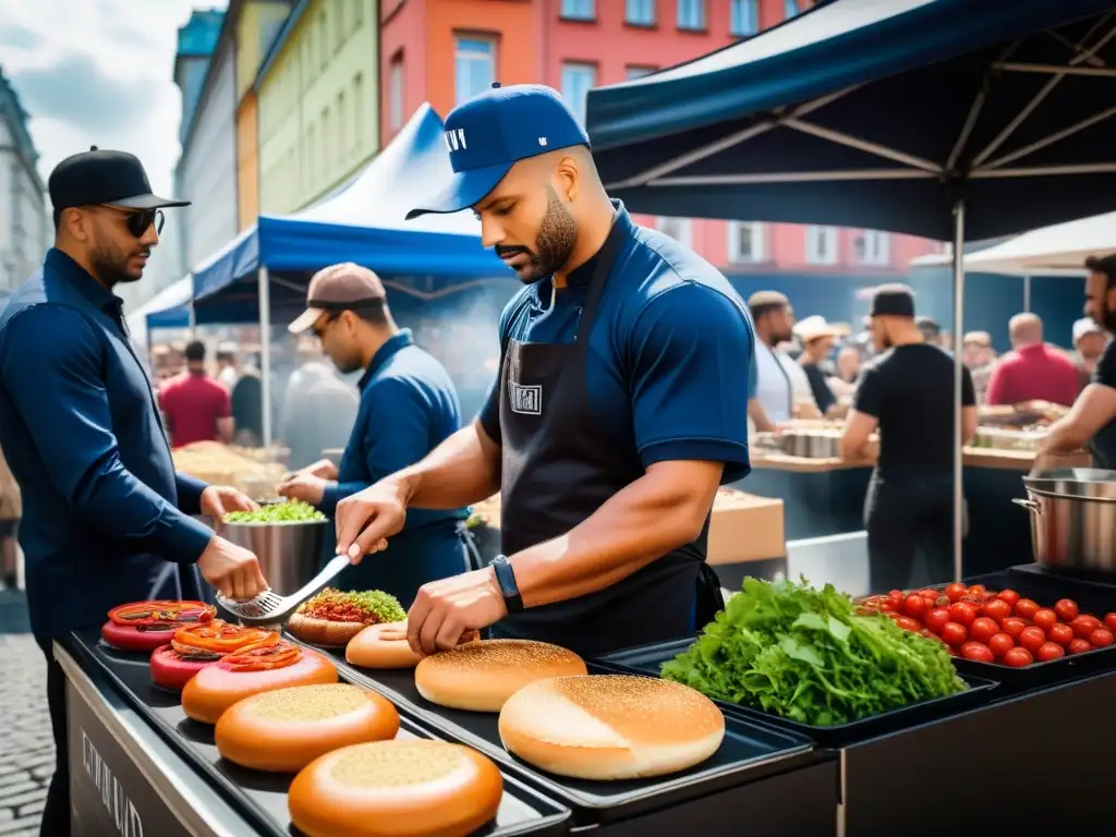 Un animado mercado de comida al aire libre en Berlín con cocina vegana