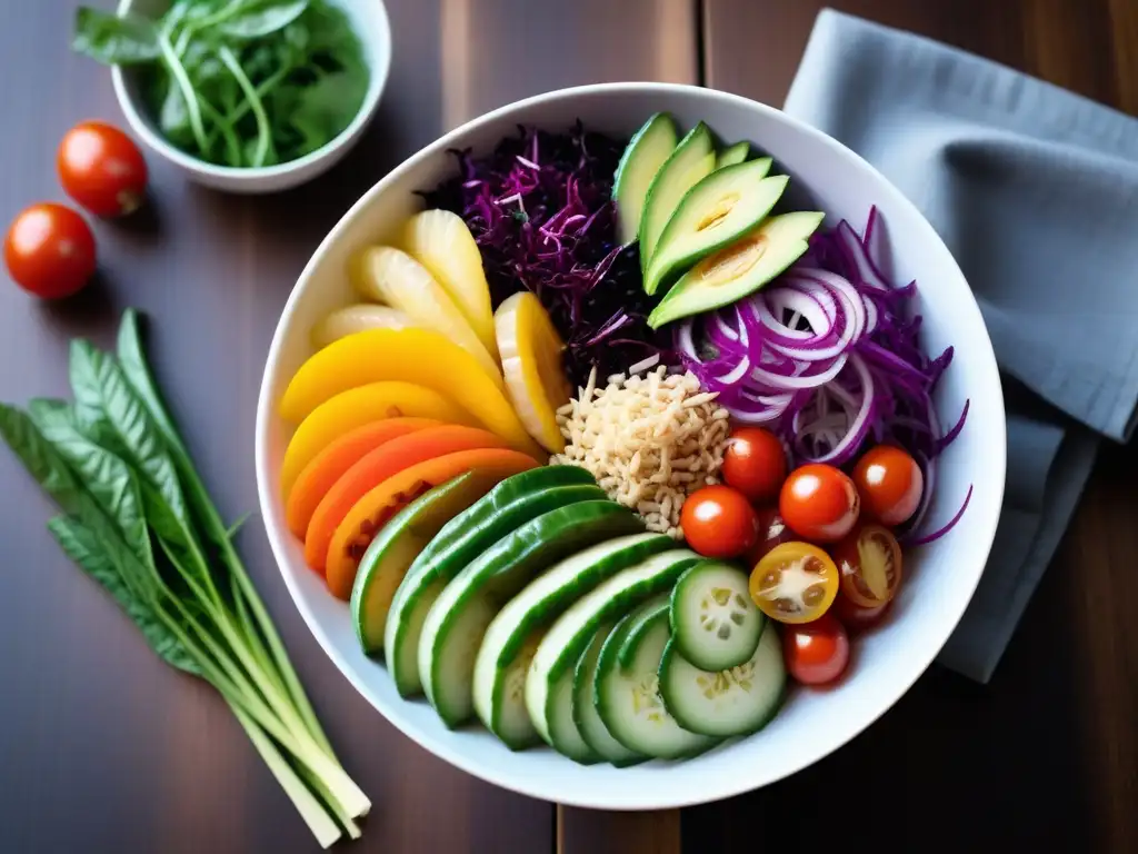 Un arcoíris de colores y frescura en este plato vegano saludable y colorido