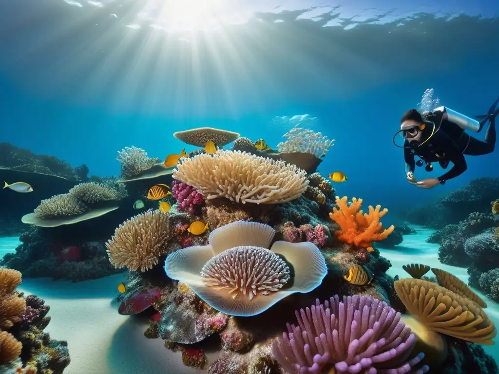 Un asombroso arrecife de coral lleno de vida marina y plantas submarinas vibrantes