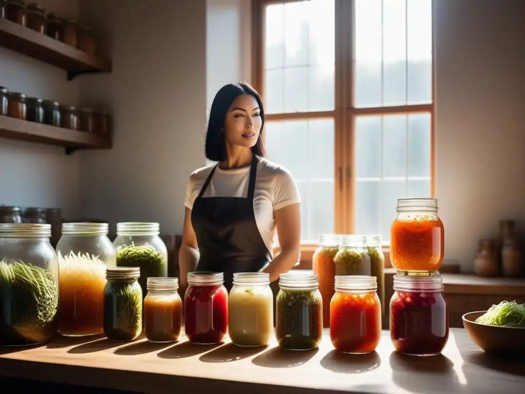 Belleza y salud en alimentos veganos fermentados, mostrando variedad de colores y texturas