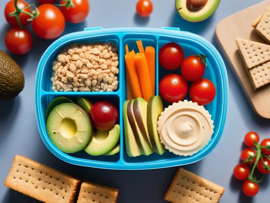 Un bento vibrante con meriendas veganas fáciles para niños