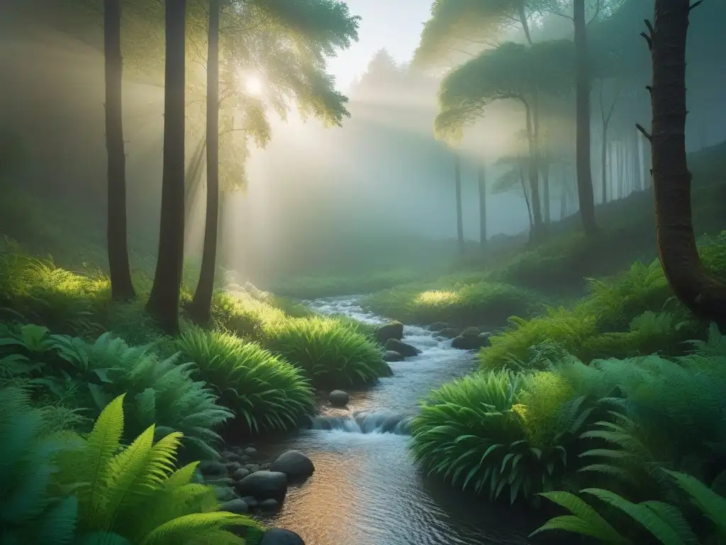 Bosque exuberante con diversidad de vida y armonía natural