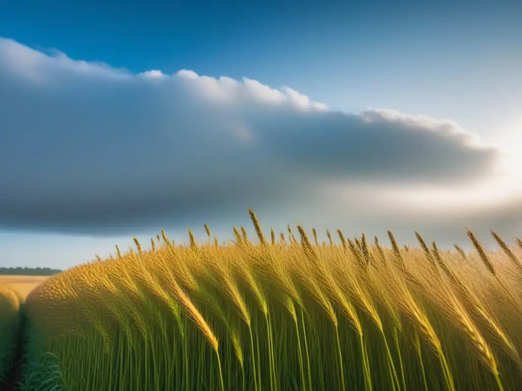 Campo de lino vibrante con semillas relucientes al sol, transmitiendo beneficios de Omega3 para veganos