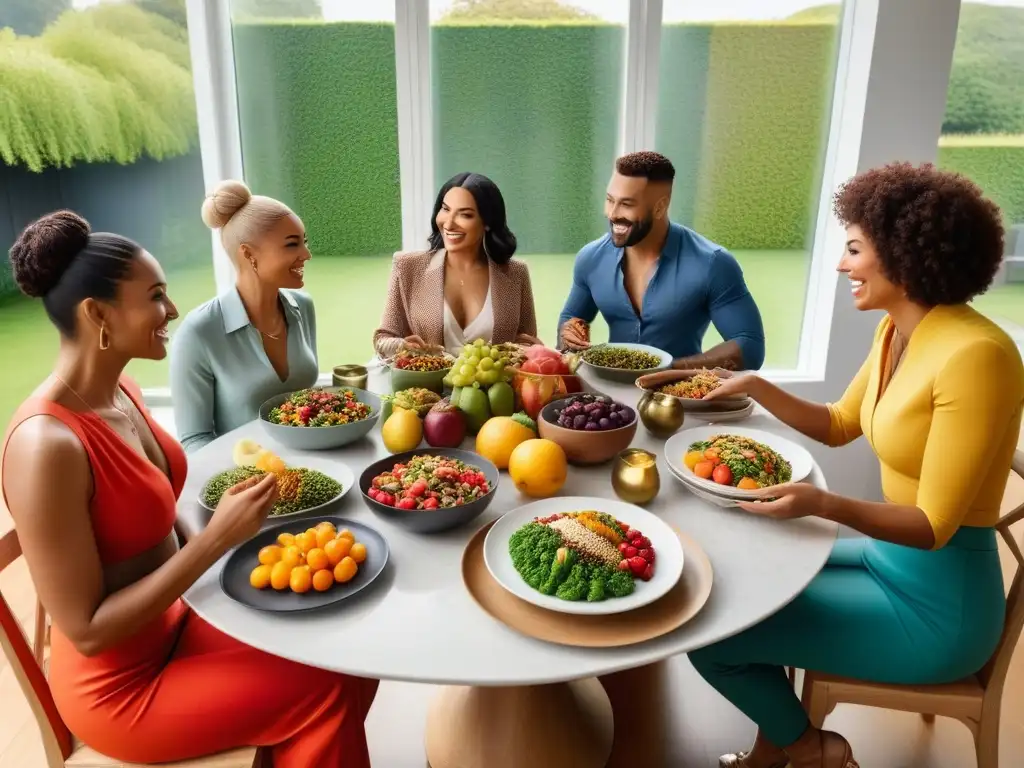 Celebración de la diversidad y la nutrición vegana en una comida colorida y saludable