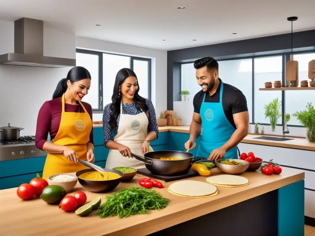 Celebración de la historia de la cocina vegana en América Latina con una mezcla de tradición e innovación en una cocina vibrante y colorida