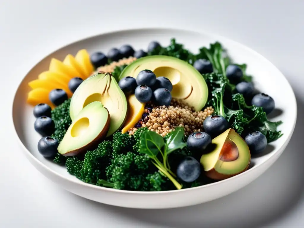 Delicias veganas: Superfoods en armonía Una cena vegana con superalimentos frescos y coloridos, ¡deliciosa y nutritiva!