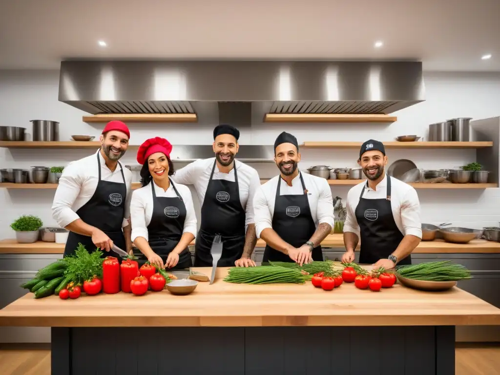 Workshop cocina vegana en España: participantes preparan platos tradicionales con un toque moderno en un ambiente creativo y dinámico