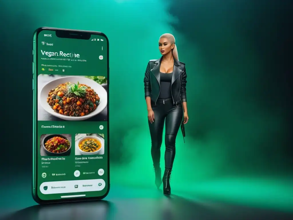 Una comparación detallada de dos apps de recetas veganas en un diseño futurista y sostenible