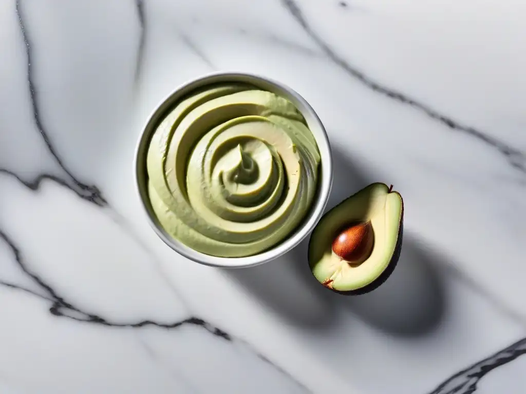 Una composición visualmente impresionante de ingredientes para cremas y glaseados veganos sin lácteos en un elegante mostrador de mármol blanco