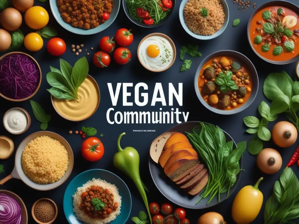 Una comunidad online vegana vibrante y bulliciosa, donde se comparten recetas y apoyo en redes sociales veganos gastronomía