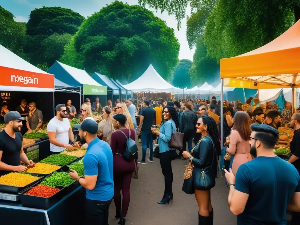 Una comunidad vibrante y diversa se conecta y celebra en un festival de comida vegana