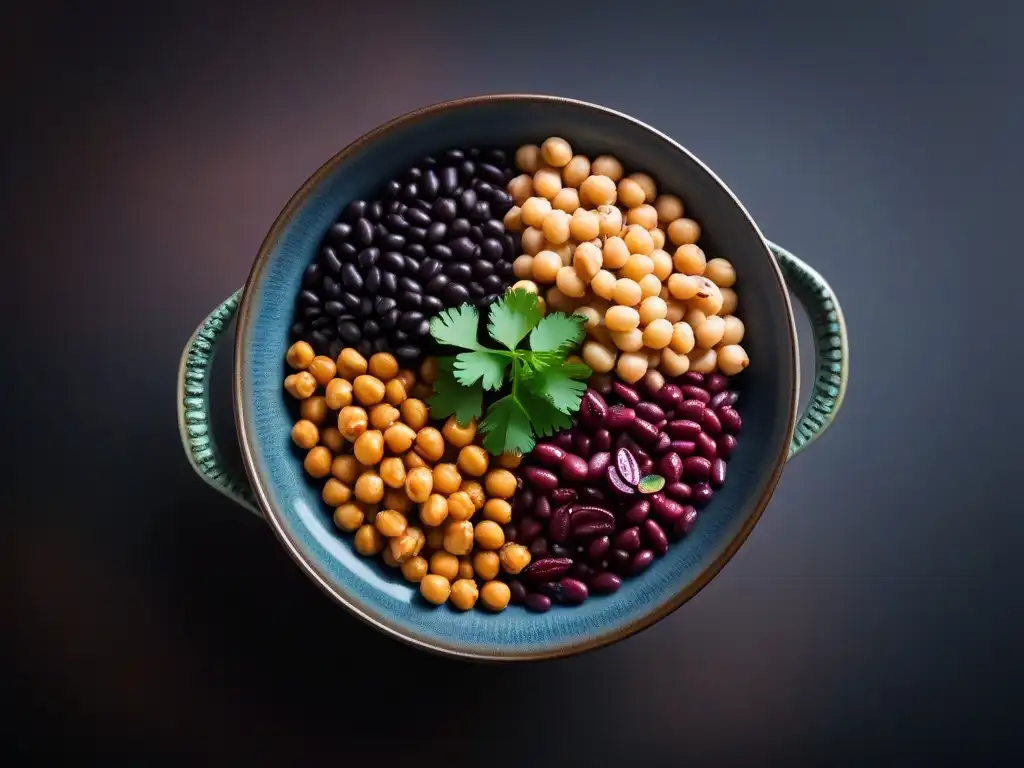 Delicioso surtido de legumbres cocidas en moderno recipiente Un cuenco elegante con una variedad de legumbres cocidas, brillantes y apetitosas