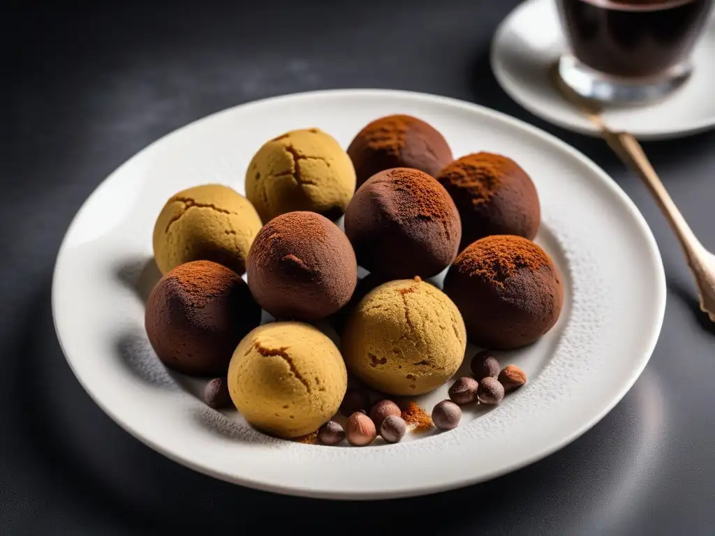 Un deleite visual: trufas veganas de chocolate cubiertas de cacao y avellanas