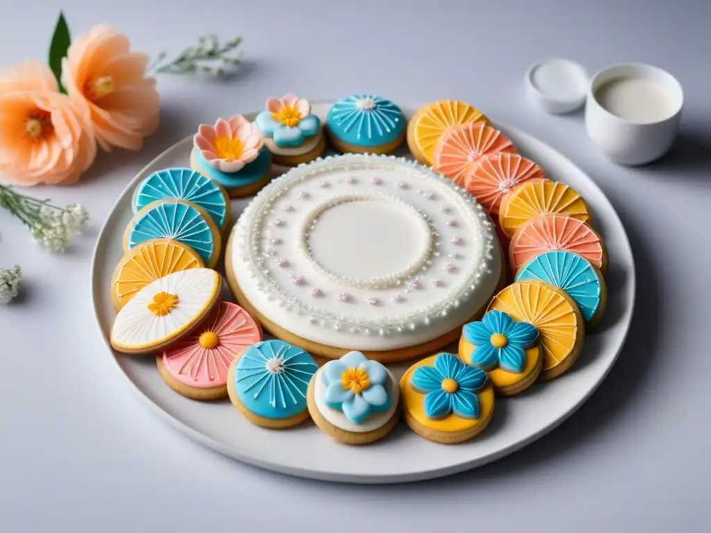 Delicadas galletas veganas decoradas con arte y elegancia en un plato blanco, Galletas veganas receta paso a paso