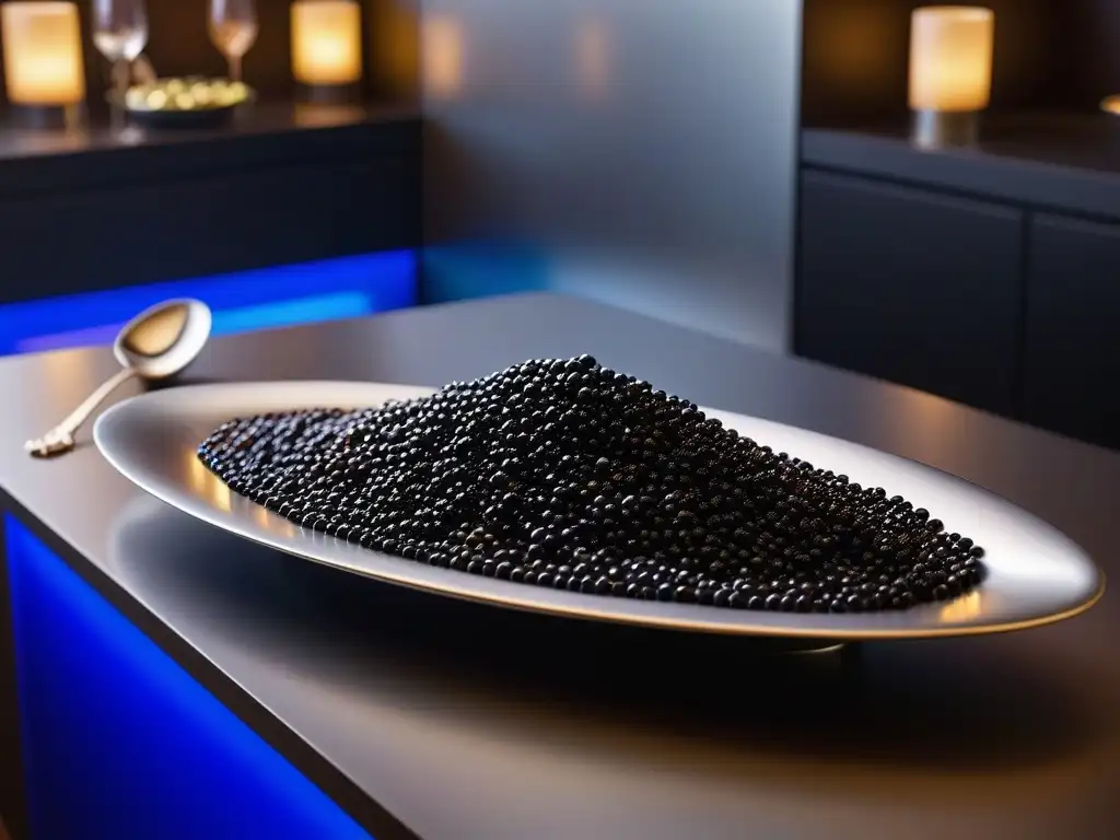 Delicado caviar vegano en elegante cocina gourmet