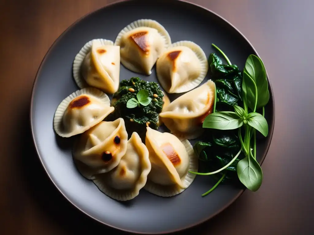 Un delicado plato de pierogi vegano con alternativas veganas platos tradicionales