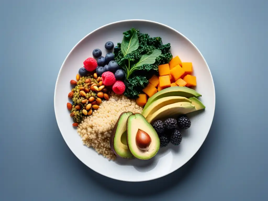 Una deliciosa y colorida comida vegana para deportistas jóvenes