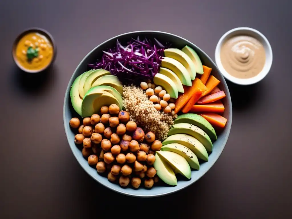 Una deliciosa y colorida ensalada Buddha llena de ingredientes frescos y saludables