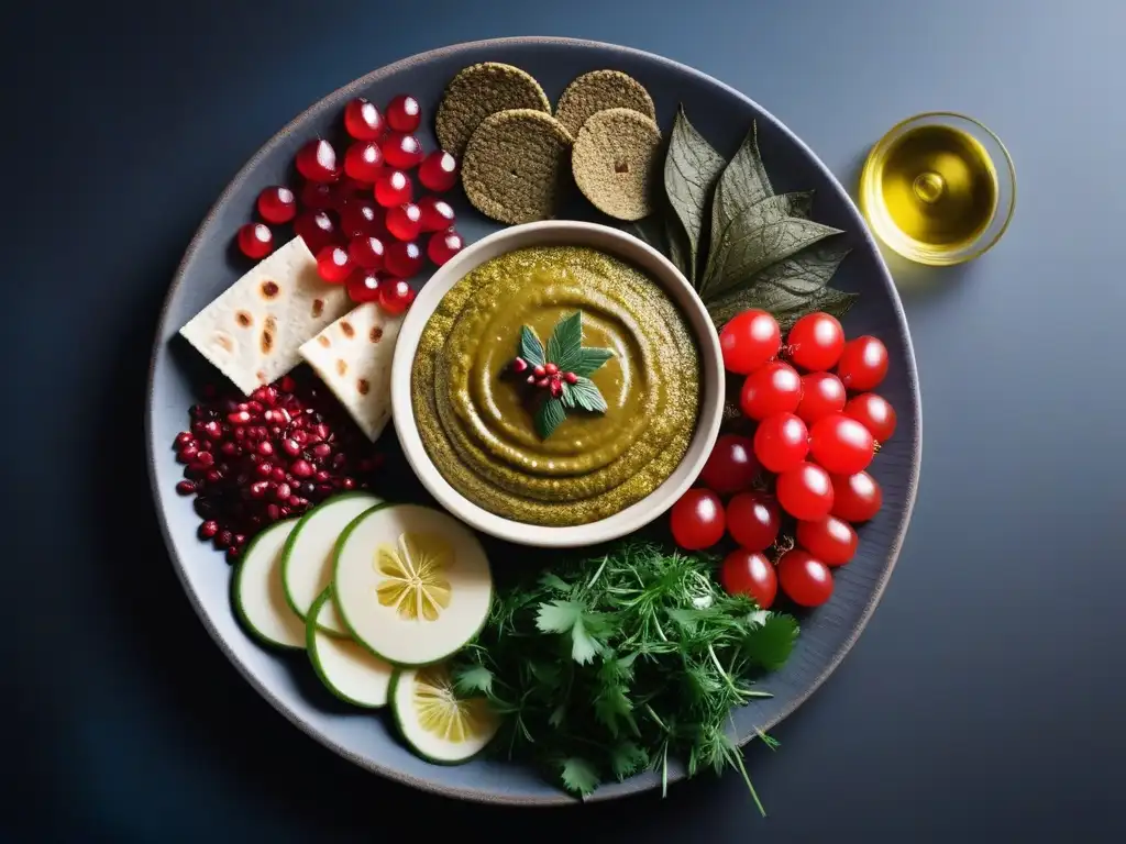 Deliciosa mezcla vegana de Medio Oriente con hummus, baba ganoush, falafel y tabbouleh