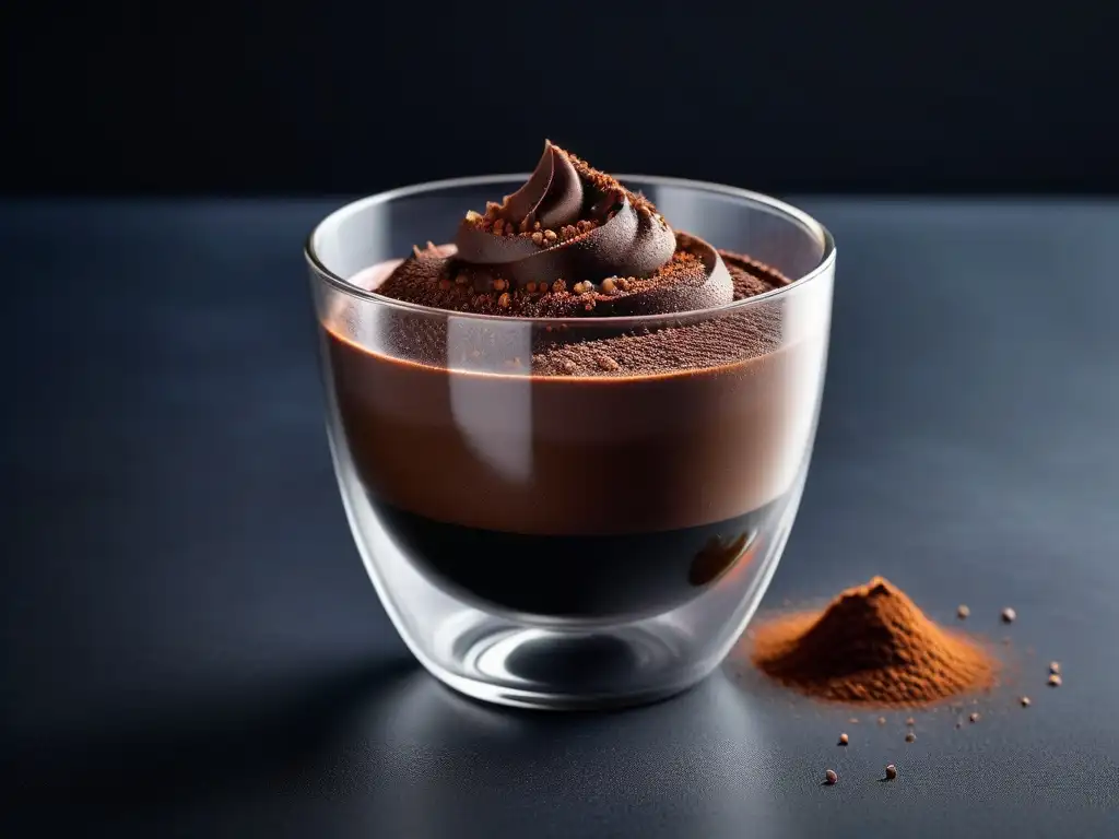 Deliciosa receta de mousse de chocolate vegano cremoso en copa elegante