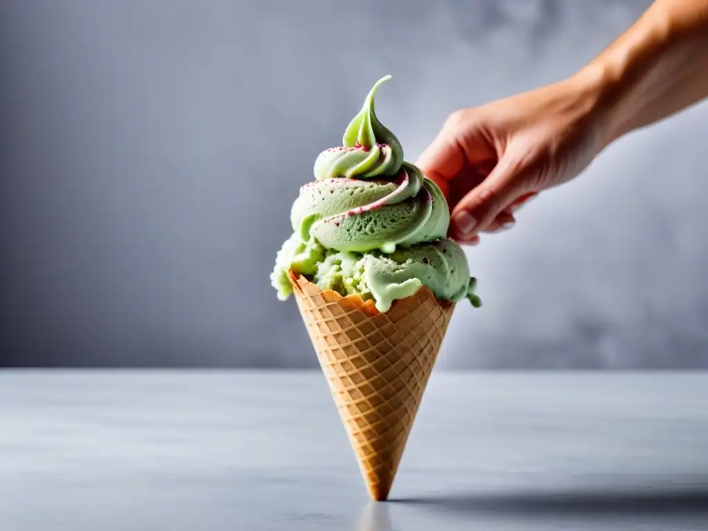 Deliciosa receta helados veganos caseros con textura cremosa y color vibrante, en un entorno de cocina minimalista