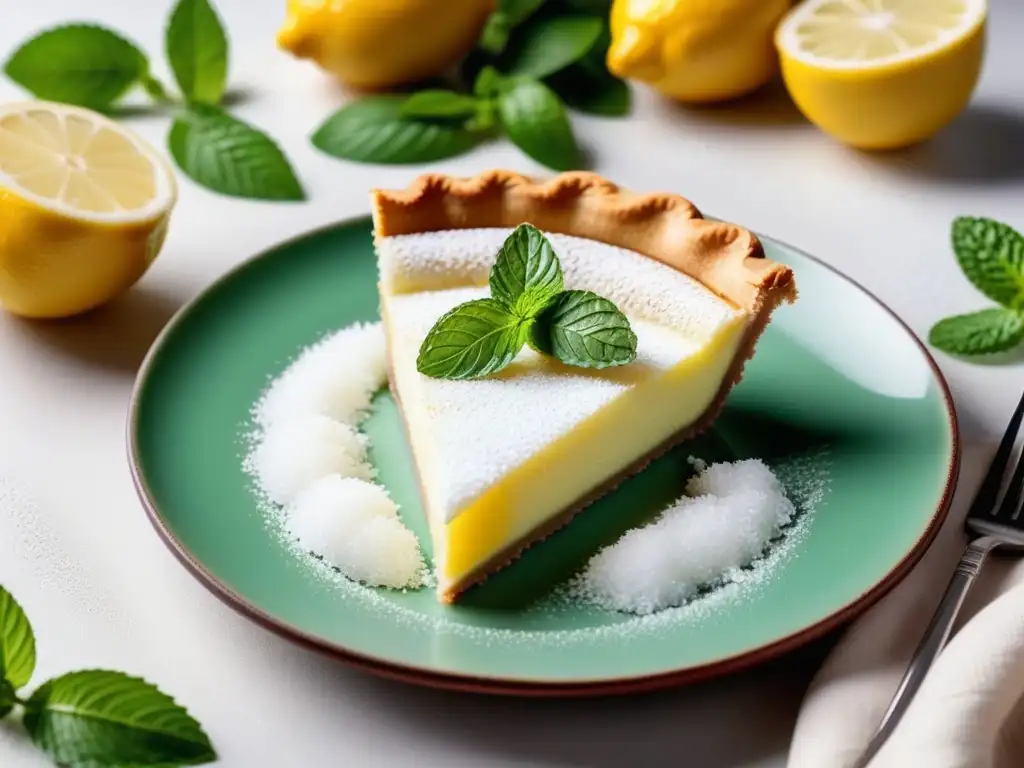 Deliciosa Receta Lemon Pie Vegano Sostenible con crujiente corteza dorada, limón fresco y crema de coco