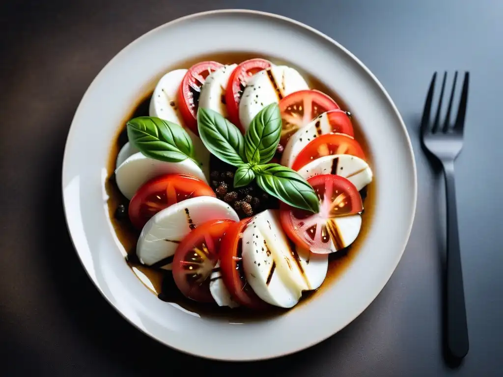 Deliciosa receta vegana de Caprese con queso mozzarella casero, tomate, albahaca y balsámico