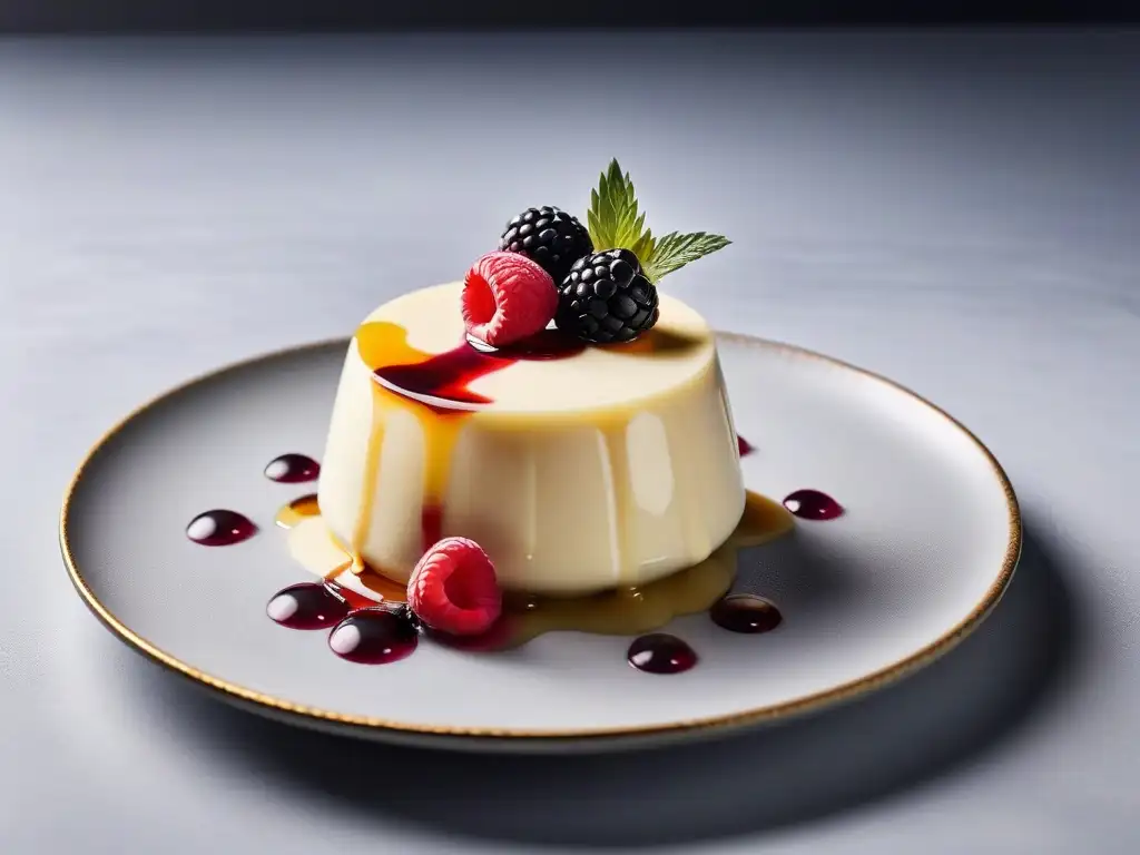 Deliciosa receta panna cotta vegana sin gelatina con bayas frescas y sirope de agave dorado