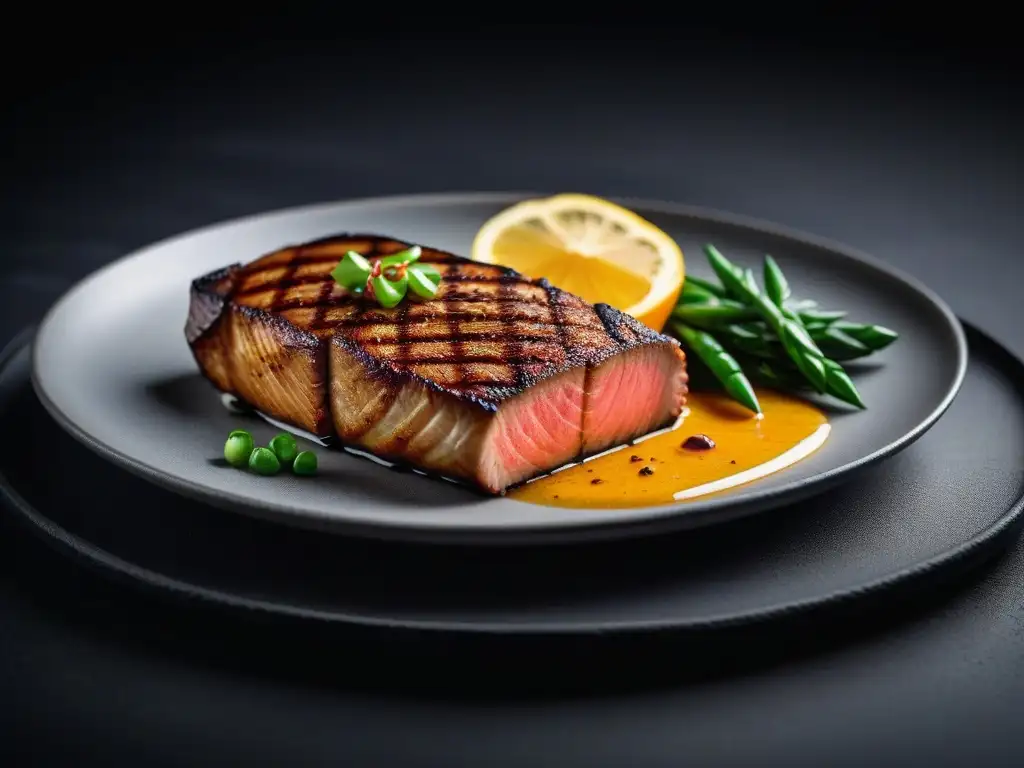 Deliciosa textura perfecta en proteínas vegetales cocinadas a baja temperatura en una presentación moderna y profesional