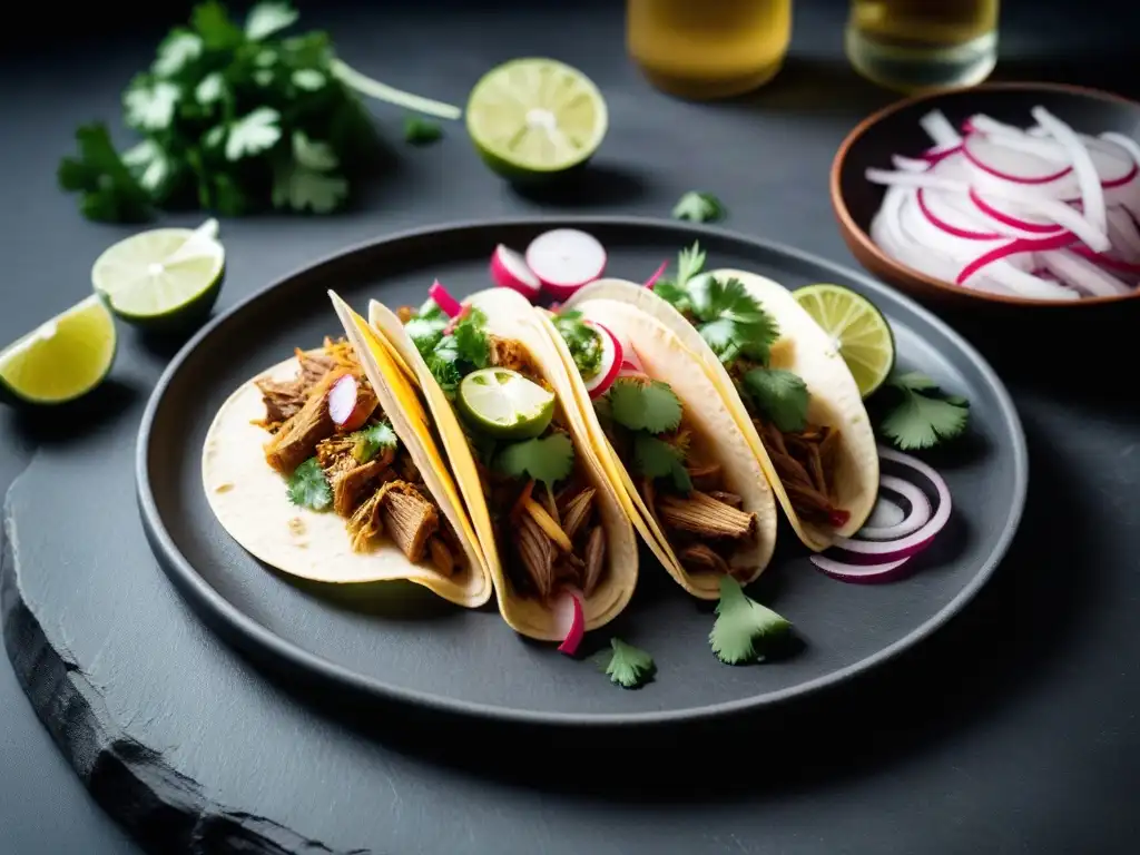 ¡Deliciosas carnitas veganas listas para disfrutar! Receta fácil con jackfruit y aderezos coloridos