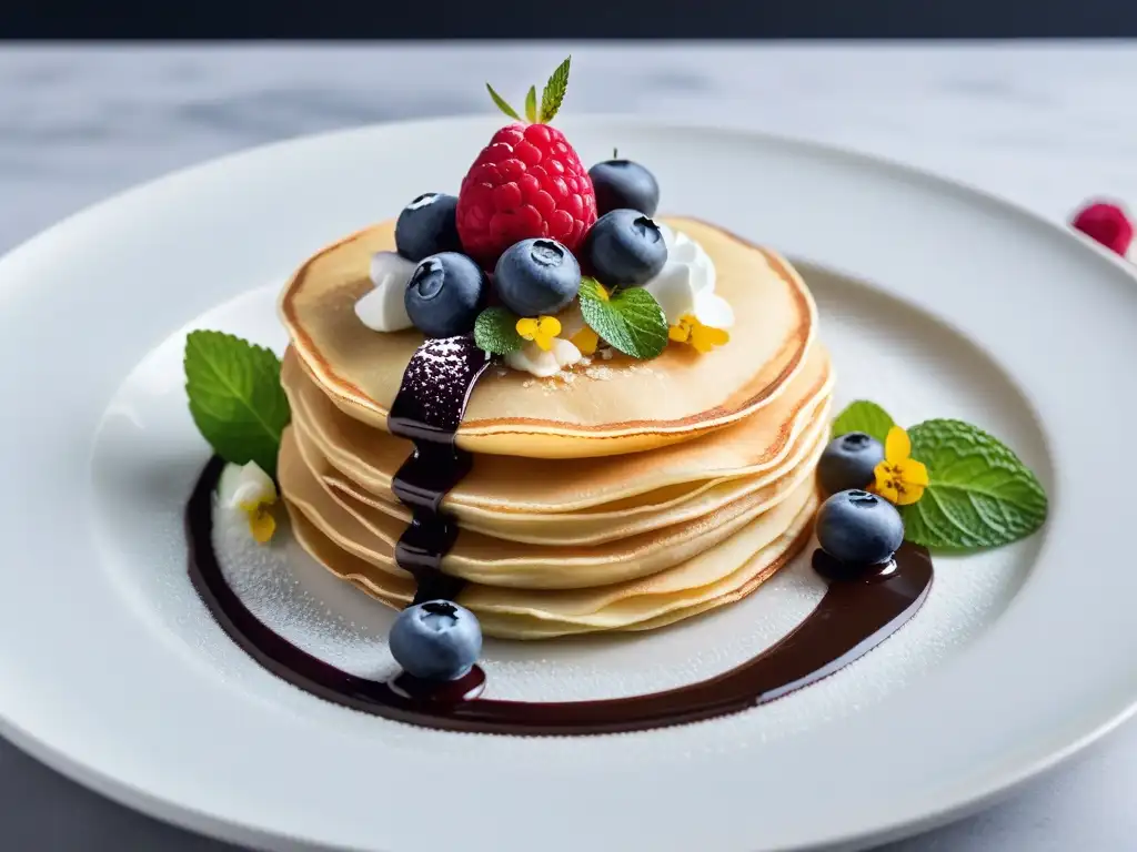 Deliciosas crepas veganas con rellenos originales y coloridos, cubiertas de crema de coco y salsa de chocolate