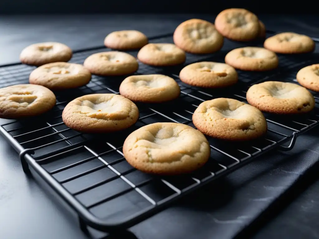 Deliciosas galletas veganas doradas con sal marina en una moderna cocina