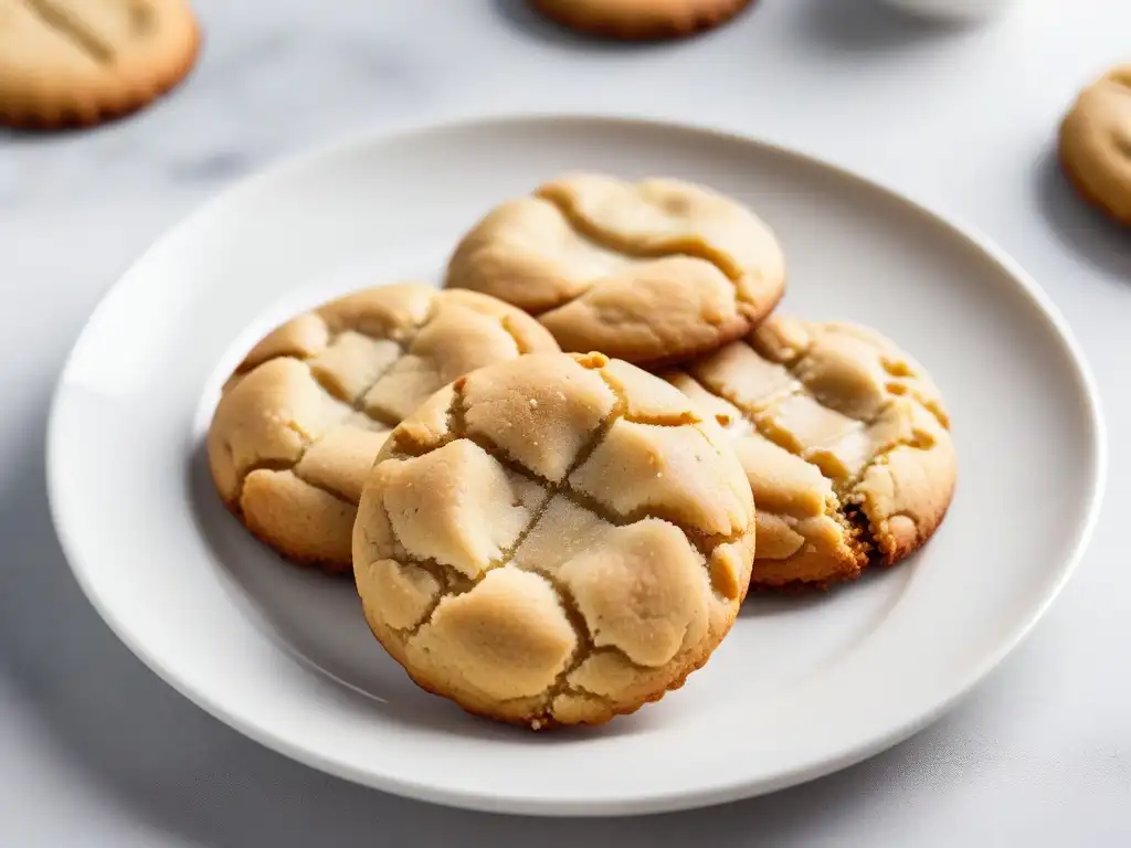 Deliciosas galletas veganas sin gluten receta, recién horneadas en plato blanco con coco y almendras