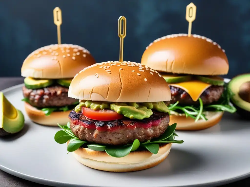 Deliciosas hamburguesas veganas innovadoras y tradicionales lado a lado, con jugosos ingredientes y vibrantes colores