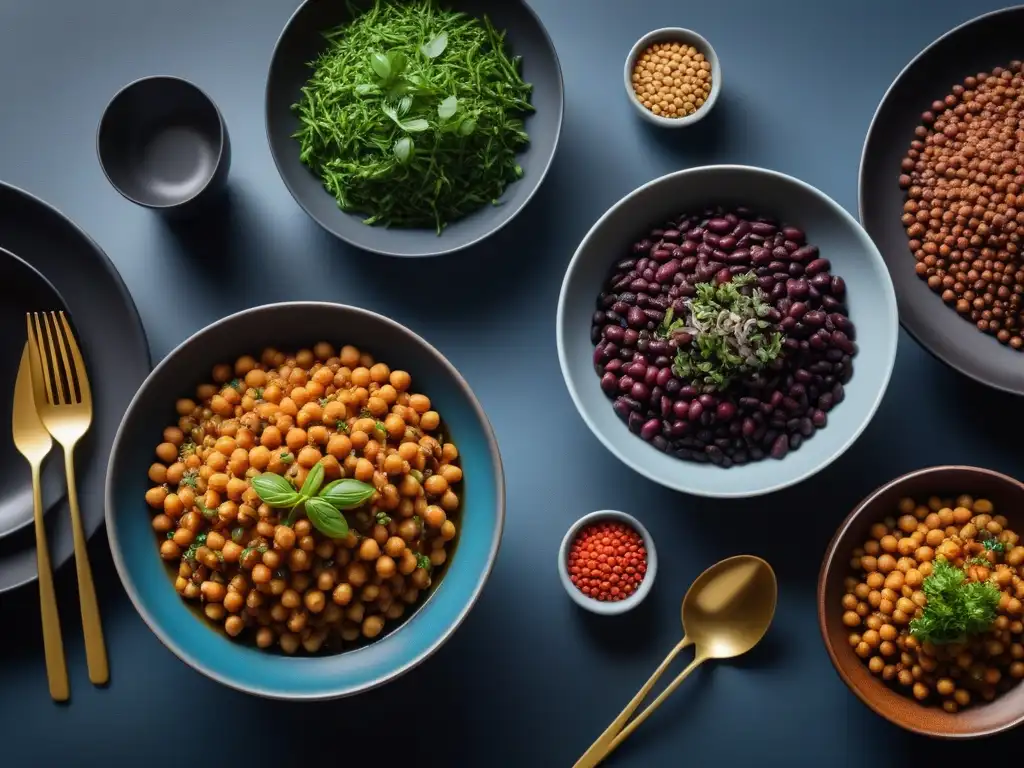 Deliciosas recetas veganas con legumbres en presentación sofisticada