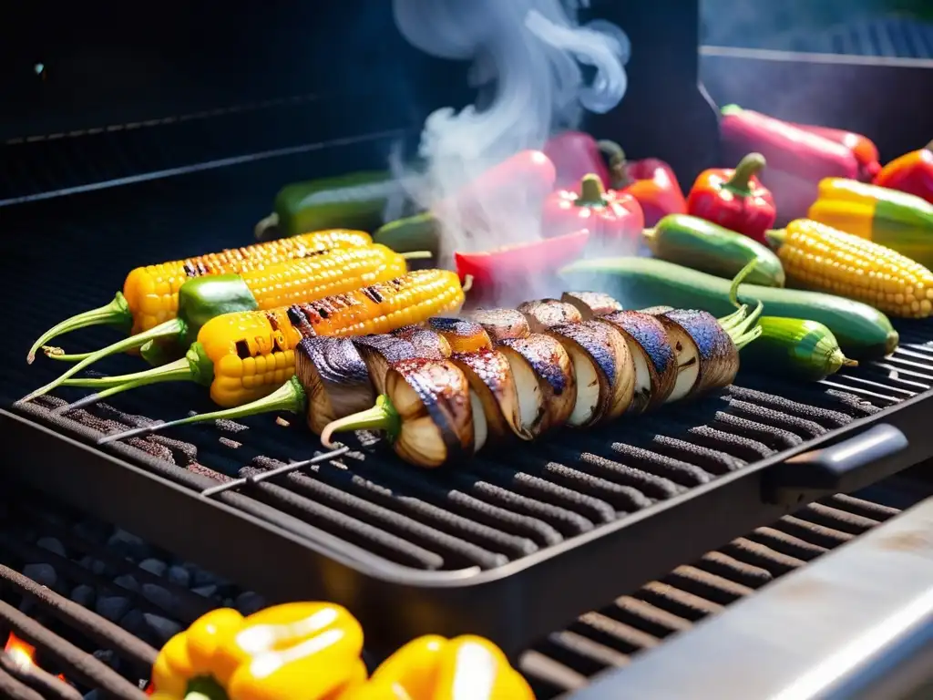 Deliciosas recetas veganas a la parrilla con vegetales coloridos y aromas tentadores