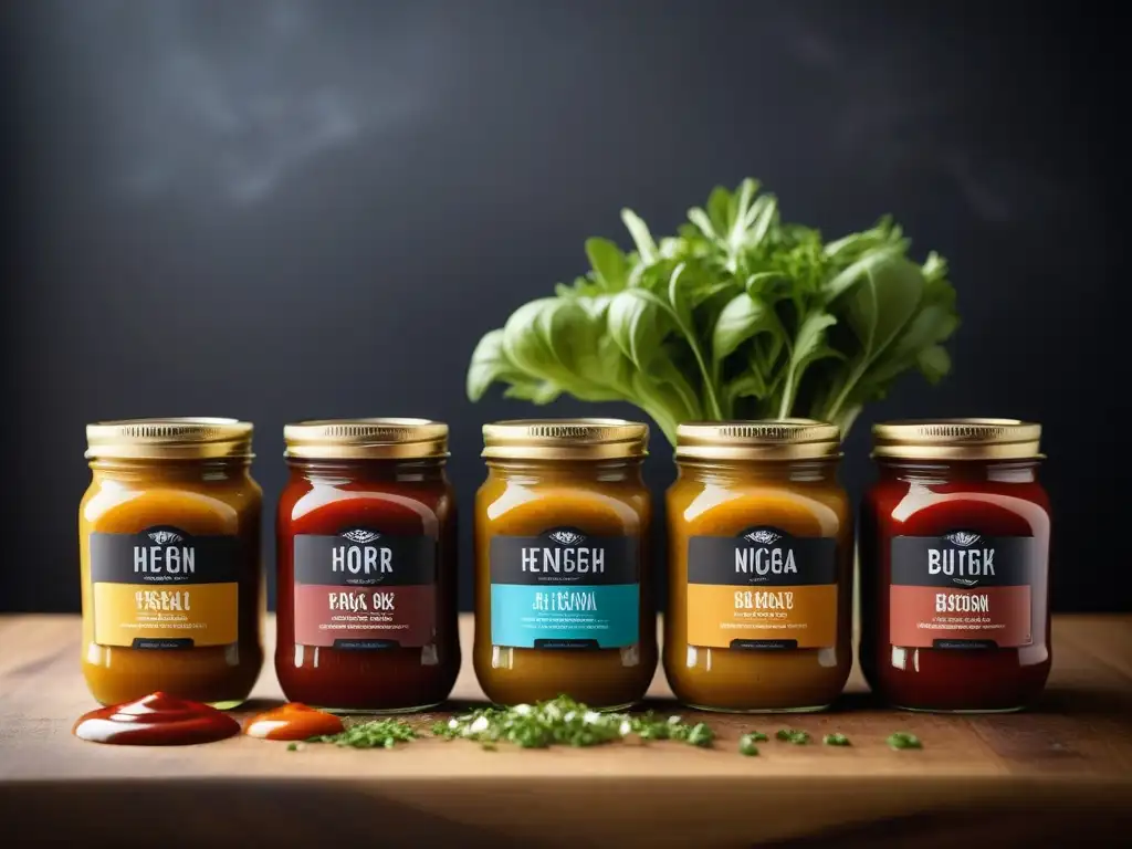 Deliciosas salsas veganas para platos americanos en un ambiente moderno y vibrante