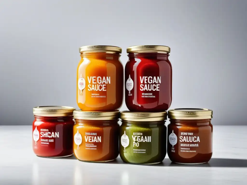 Deliciosas salsas veganas para transformar platos en frascos de vidrio modernos y coloridos