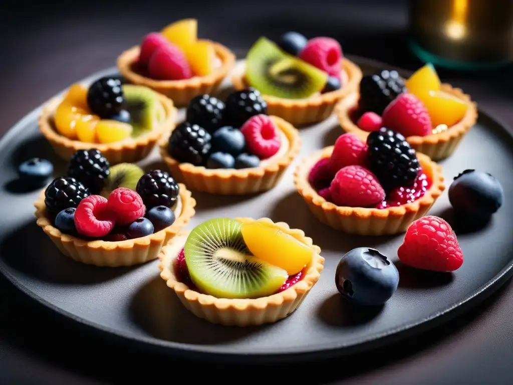 Deliciosas mini tartas veganas para sorprender, decoradas con frutas frescas y presentadas con elegancia