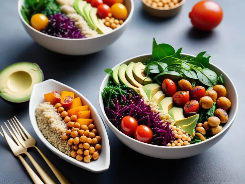 Un delicioso Buddha bowl vegano con ingredientes variados y coloridos