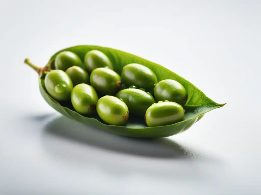 Delicioso edamame verde fresco, con granos brillantes y jugosos