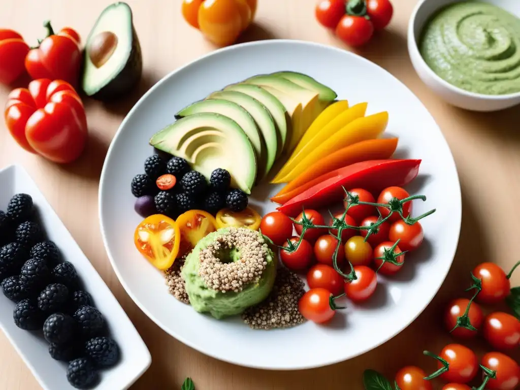 Delicioso menú vegano saludable con variedad de platos coloridos y frescos