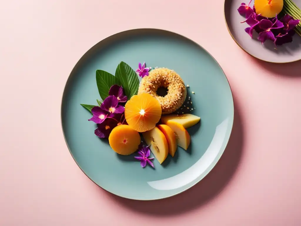 Delicioso plato caribeño vegano con ingredientes frescos y coloridos en presentación elegante