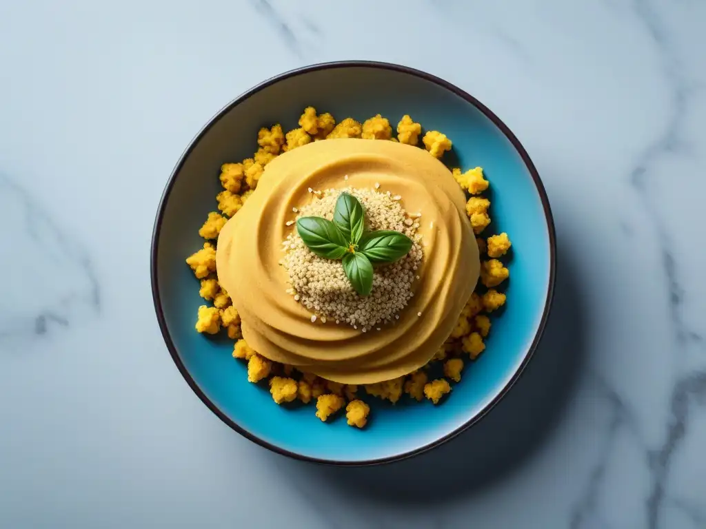 Delicioso plato vegano colorido con levadura nutricional, resaltando los beneficios de la levadura nutricional en la cocina vegana