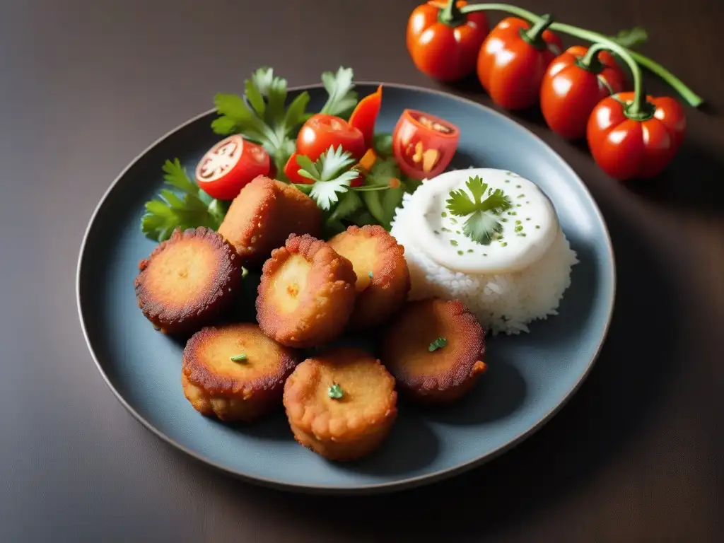 Deliciosos bocados veganos nigerianos: Akara dorada y crujiente con vegetales frescos