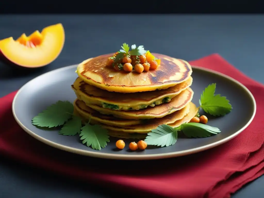 Deliciosos desayunos veganos internacionales: Pudlas dorados con chutney de mango y cilantro fresco