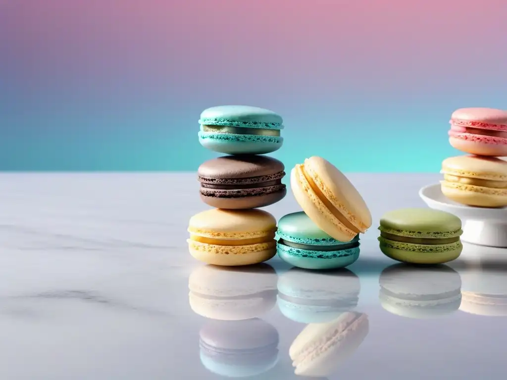 Deliciosos macarons veganos rodeados de ingredientes, en una cocina moderna