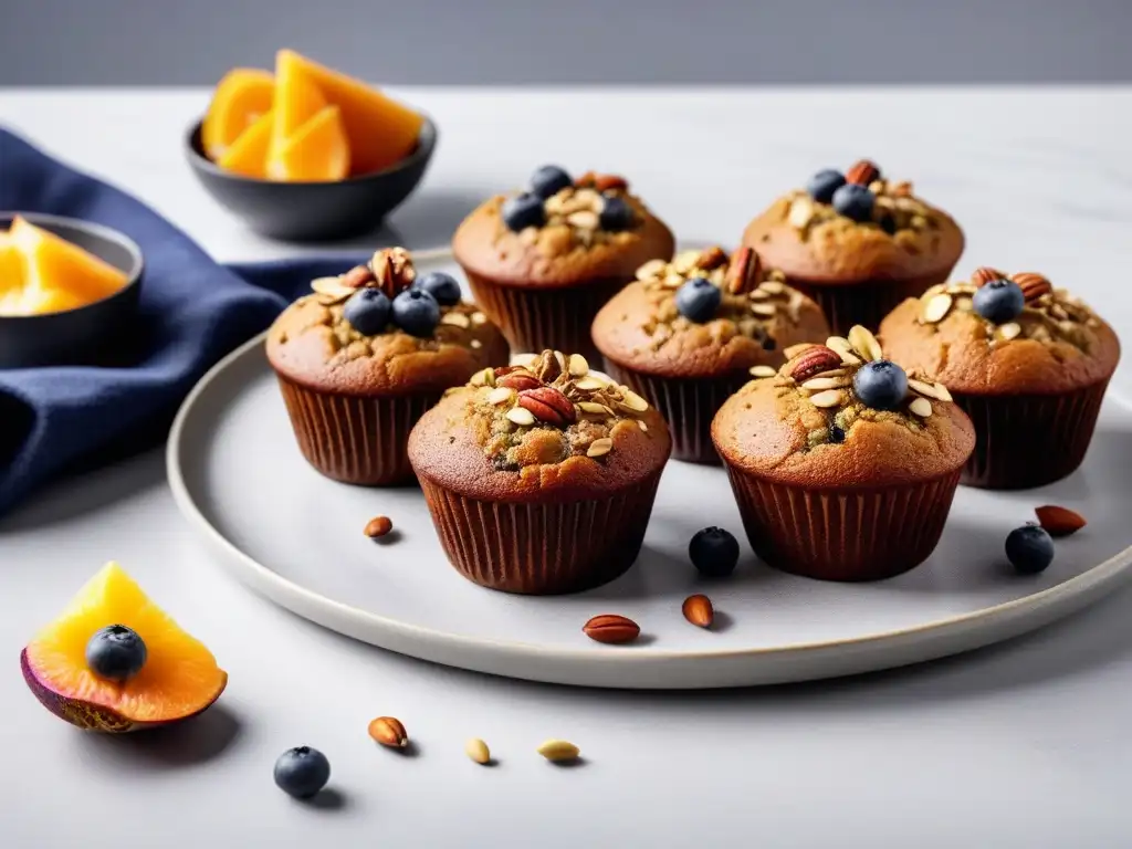 Deliciosos muffins veganos energéticos en un elegante desayuno saludable